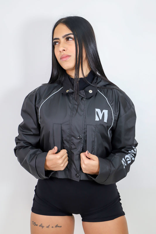 BLACK REFLECTIVE WINDBREAKER